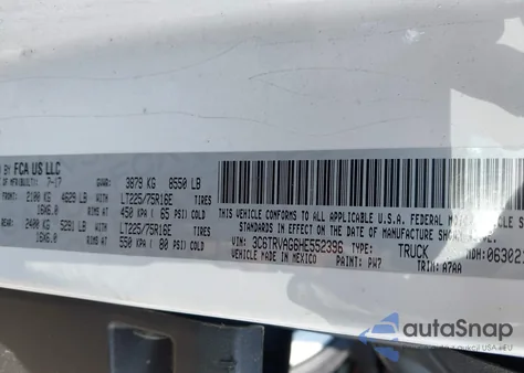 2017 Ram Promaster 1500 Low Roof 136 Wb z USA, uszkodzony, nr VIN 3C6TRVAG6HE552396